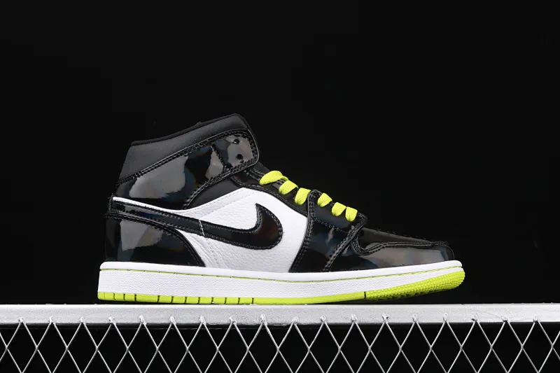 All categories Air Jordan Jordan series basketball shoes Air Jordan 1 Mid Air Jordan 1 Mid SE AJ1 Joe 1 black colorful chameleon green apple green BQ6931-003